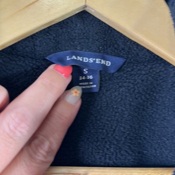 LANDS END Black Nylon Polyester Fleece Full Zip-Up Layering Jacket Size Small - Picture 10 of 11